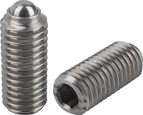 Kipp 03035-2A4 Stainless Steel Spring Plungers, Ball Style, Hexagon Socket, Heavy End Pressure, Inch, 3/8-16 Thread (Pack of 10)