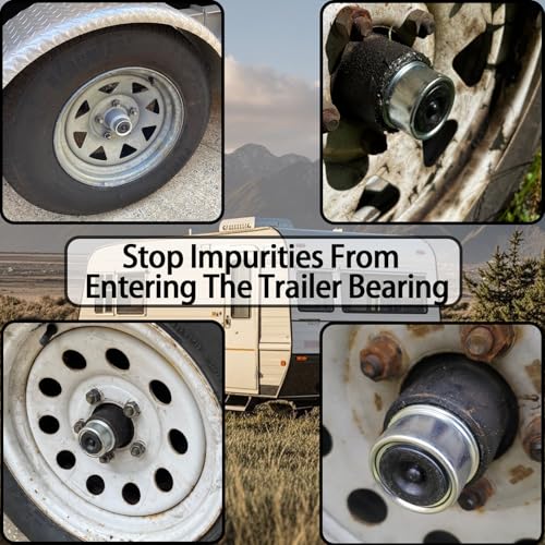 Image of 1.98 inch Trailer Bearing Dust Cap, 2Pcs Trailer Hub Cap with Extra 2Pcs Grease Rubber Plugs, Trailer Axle Grease Cap for Most 2000 to 3500 Pound Trailer RV Camper Wheel Cover Axle