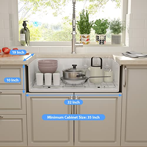 Lordear 32 Inch White Undermount Kitchen Sink Fireclay Porcelain Ceramic Single Bowl Deep Sinks 32X19 Inch Undermount Glossy White Sink 32" #TOP5