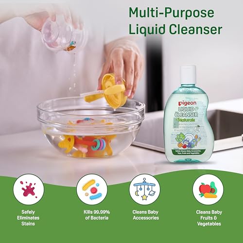 Image of Pigeon Bottles Cleanser 200 ml (Green) | Safe for Feeding Bottles & Vegetables | Anti-Bacterial Bottle Wash | Removes Milk Residue & Odour