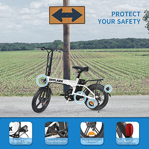 Nakto Folding Electric Bike, Lightweight 350W Aluminum Folding Electric Bicycle - Up To 35+ Miles And 20 Mph Commuter Ebike - Removable 36V/10A Battery 16" Electric Bicycles(White) #TOP4