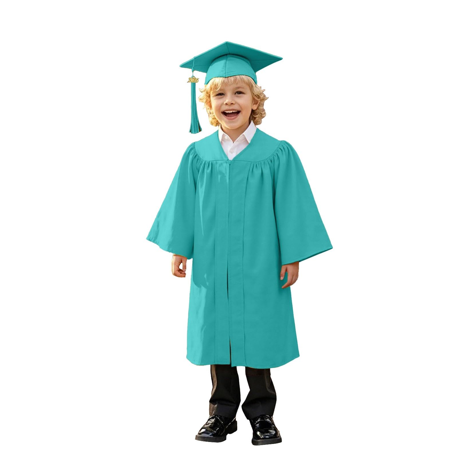 Kindergarten 2025 Graduation Cap and Gown Tassel Sets with Charm 2PCS Graduations Stoles for Kids Grad Party Clothes