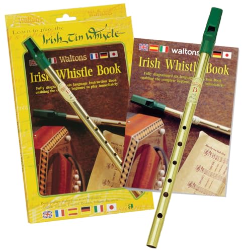 Irische Flöte Tin Whistle aus Messing mit Spielanleitung für Anfänger