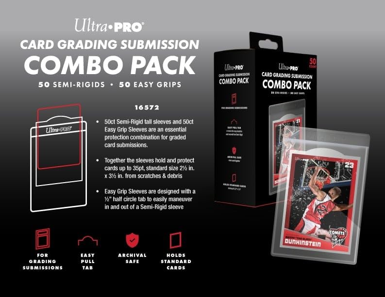 Amazon.com: Grading Card Submission Combo Pack - Semi-Rigids & Easy Pull  Sleeves 50ct