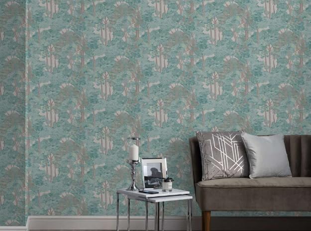 Tamersgifts Tranquil Woodland Wallpaper, Easy to Apply, Roll Length: 10m, Width: 52cm, Green — image 1