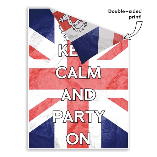 Star Cutouts RD081 Keep Calm & Party On Posters, 6 Pack Cardboard Cut Out Height 44cm, Ideal for British Theme Parties - Image 4