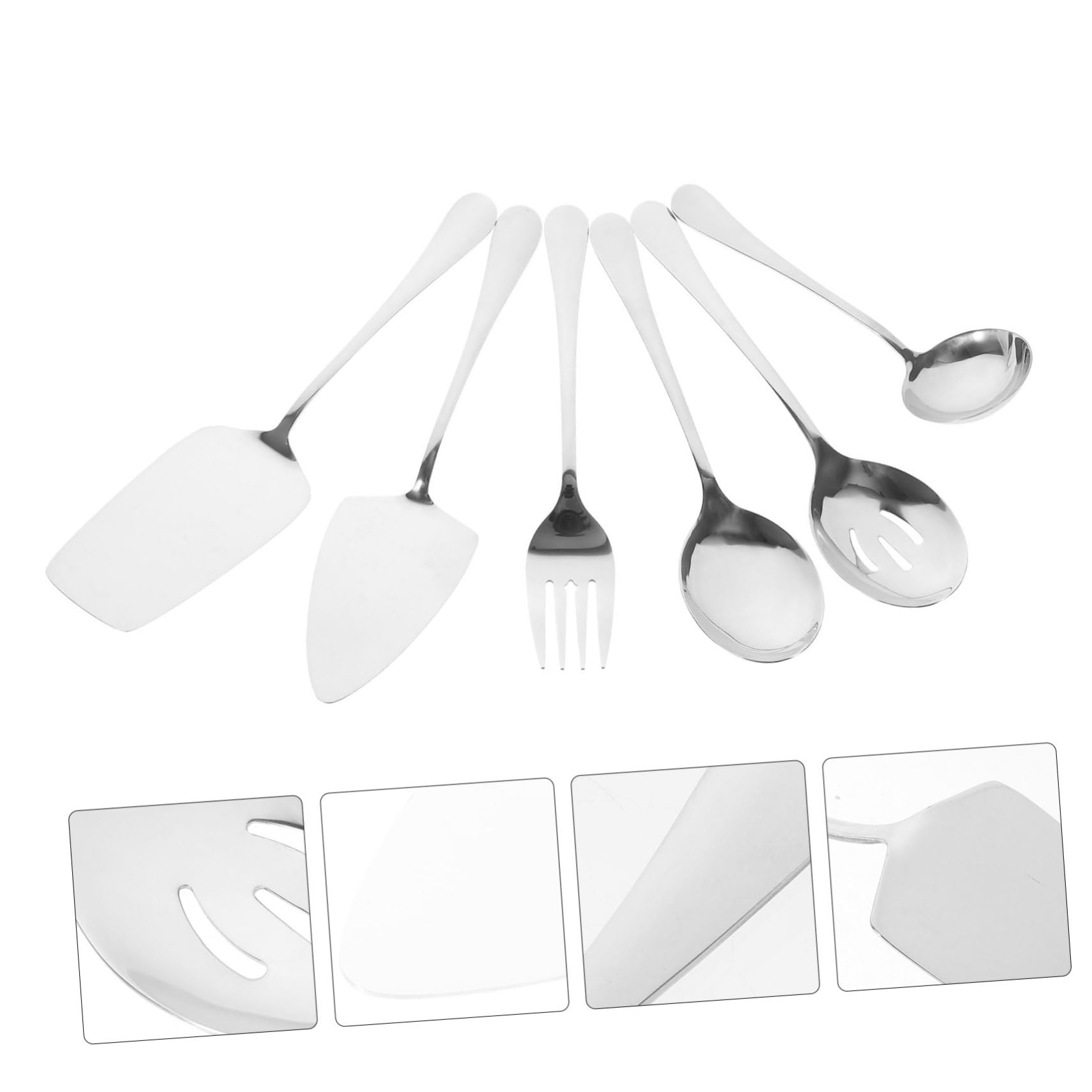 PLAFOPE Set di Posate 6 Pezzi in Acciaio Inossidabile da Portata Cucchiai e Forchette Eleganti Resistenti e Lucidati, per Feste e Buffet in Famiglia