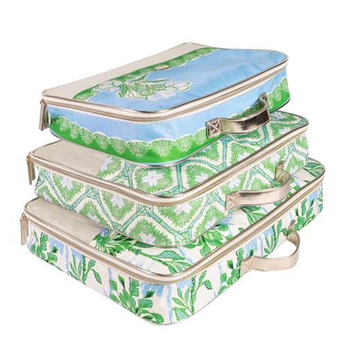 Lilly Pulitzer Packing Cubes Set of 3, Small, Medium & Large Suitcase Organizers, Travel Must Haves for Luggage (Swayin in the Breeze)