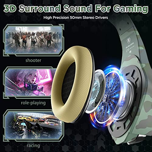 Gaming Headset voor PS4 PS5 PC Xbox One, PS4 Headset met Microfoon 3D Surround Sound Hoofdtelefoon Ruisonderdrukking LED Lichten - Afbeelding 3