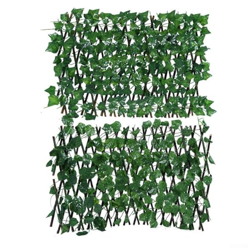 Zoegneer Treillis extensible haute simulation pour clôture décorative - Brise-vue - Feuilles de lierre artificielles pour jardin avec attaches de câble en...