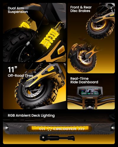 Circooter Electric Scooter (Yellow) - 1200W Motor, 32 MPH Top Speed, 49 Mile Range - Image 4