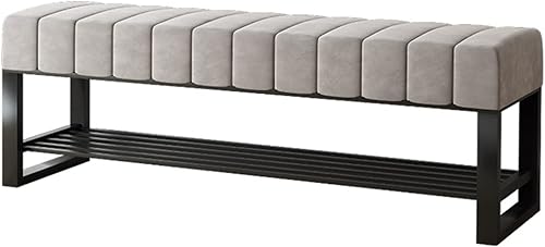 Taburete multifuncional resistente para sala de estar, pasillo, taburete de terciopelo suave con asiento acolchado, banco de almacenamiento tapizado