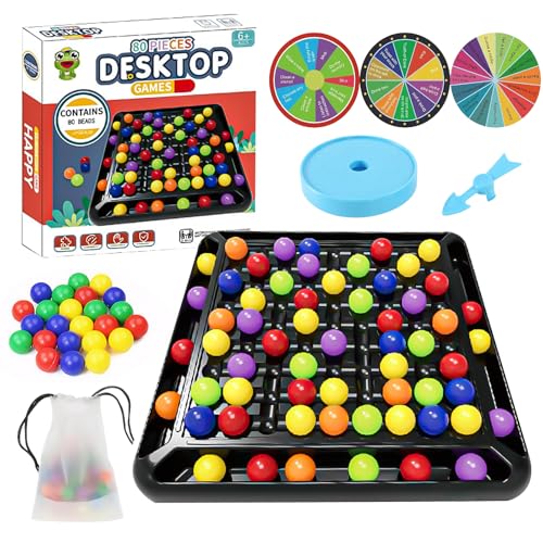 Intellektuelles Schachbrett,80 Stück Brettspiel Doppelduell，Intellektuelles Schachbrett-Doppelduell,Brettspiel mit Kugeln mit Strafscheibe und 3 Arten von Strafkarten, für Erwachsene Kinder