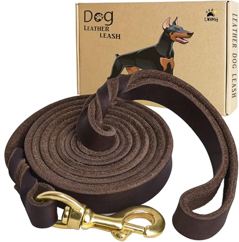 LWBMG Leather Dog Leash 6ft x 3/4 inch, Heavy Duty Genuine Leather Braided Dog Training Leash, Soft and Strong Pet Lead for Large, Medium, Small Dogs