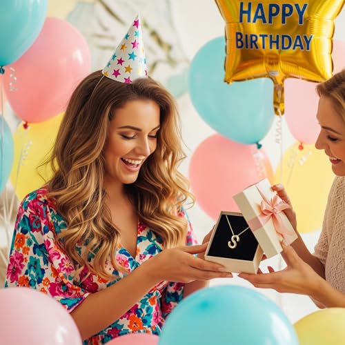 Lcherry Birthday Letter Necklace Bubble Gold-Plated Initial Necklaces for Women Balloon Charm Necklace Birthday Gifts for Women4
