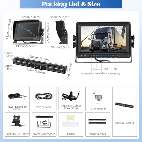 Image of Digital Wireless Backup Camera Kit, HD 1080P Reverse Camera Kit with Super Night Vision, IP69 Waterproof Rear View Camera 7'' LCD Monitor Plug and Play RV Camera for RVs Trucks Campersr