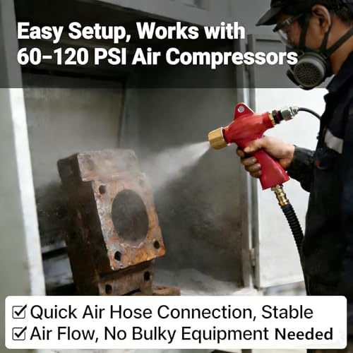 Image of Red Sand Blaster Gun with 5 Ceramic Nozzles for Sandblast Cabinet, Ideal for Rust & Paint Removal, Compatible with Aluminum Oxide, Sand & Walnut Shell