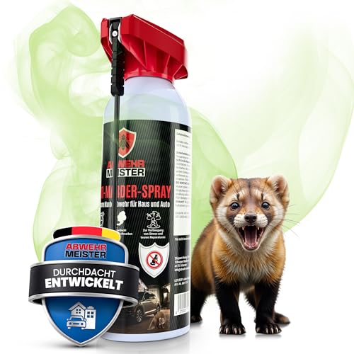 ABWEHR MEISTER Marderspray 400 ml zur Abwehr von Mardern für Haus, Garage & Auto, Marderschreck mit Sofort-, und Langzeitschutz dank AM-Formel, Marderabwehr inkl. Sprühlanze