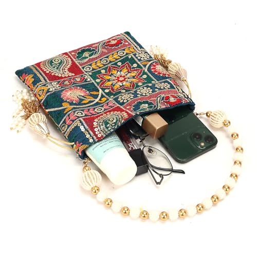 Image of LONGING TO BUY Indian Ethnic Pearls & Sequence Potli Bag for Women, Wedding Potli Bag and For Ethnic Wear