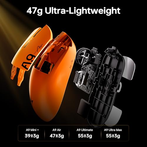 Image of ATK Dragonfly A9 MINI+ Wireless Gaming Mouse, PAW3955 Master Sensor, DPI up to 50,000, 39g Ultra-Lightweight, 8K Polling, 200 Hr Battery Life, 5 Programmable Buttons, Dual-Mode 2.4G /Wired - Lake Green