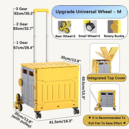 Faltbarer Allzweckwagen, tragbare Rollkiste Bollerwagen Einkaufstrolley Koffer mit Deckel Treppenkletterwagen, faltbare… – Bild 3