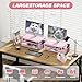 OPNICE Desk Organizers and Accessories, 2-Tier Computer Monitor Stand Riser with Drawer and 2 Pen Holders, Laptop Stand, Office Desk Accessories & Office Decor for Women, Pink