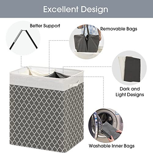 Galmaxs7 126L Double Laundry Hamper Divided Collapsible Laundry Basket 2 Sections Hampers For Laundry With Removable Bag Farmhouse Laundry Organization With Liners For Bedroom Dorm Travel Toys #TOP2