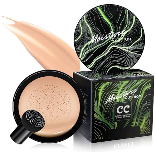 Air Cushion CC Cream Foundation - BB Cream Concealer for Older Women, Foundation Makeup Brightening & Moisturizing Concealer Full Coverage Matte Finish, Tattoo Cover up Makeup Waterproof (Natural)