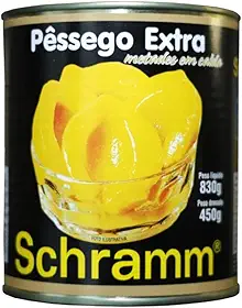 Schramm Pêssego Extra em Calda, Pêssegos Metades em Calda, 830g, Peso Drenado 450g