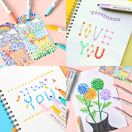 Niart 12-Color Dual Tip Dot Markers - Round Dot, Fine And Fiber-Tip For Art, Coloring, Journaling, Hand Lettering, Sketching, Anime And Illustrating - Double-Ended, Workable From 0.5-3Mm #TOP5