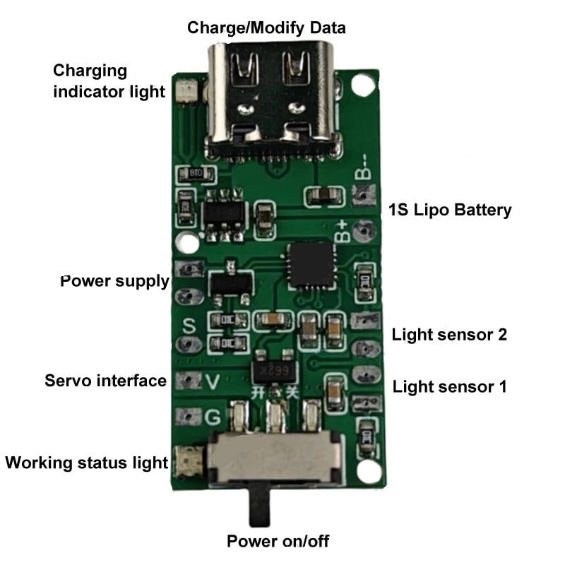Módulo Sensor Luz Controlador Servo Dron RC Doble‑Interfaz Carga Lipo 1S