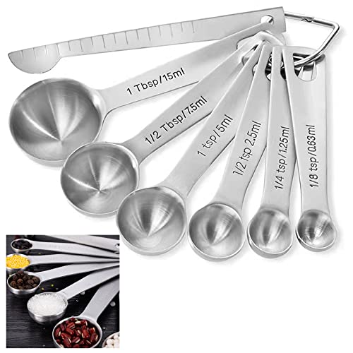 Measuring Cups Und Spoons für Kochen Backen Measuring Spoons Edelstahl Messbecher Measuring Cups Messbecher Und Messlöffel Set Spoons Set Backwerkzeug Zum Backen Und Kochen 6 Messlöffel 1 Messlineal Cover