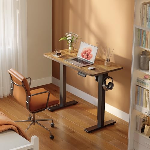 Image of FEZIBO Standing Desk 32 x 19 Inch Electric Height Adjustable, Rustic Brown