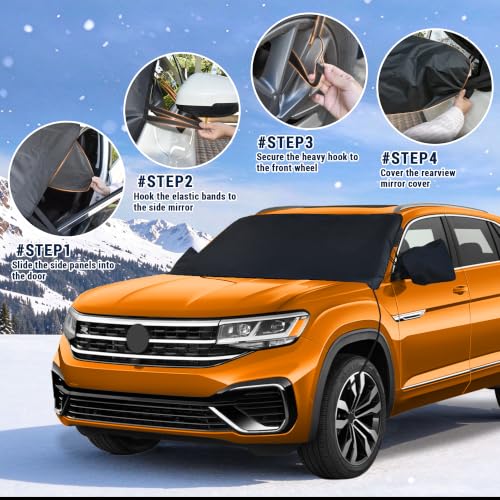 Image of Windshield Cover for Ice and Snow for Ford 2015-2026 2027 F150 250 / F350 F450 Super Crew Cab, XL XLT Limited Raptor Windshield Frost Cover for Truck, Ford F-150 All Weather Protector Accessories