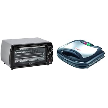 Prestige 9L Oven Toaster Grill with Sandwich Toaster, Silver Black