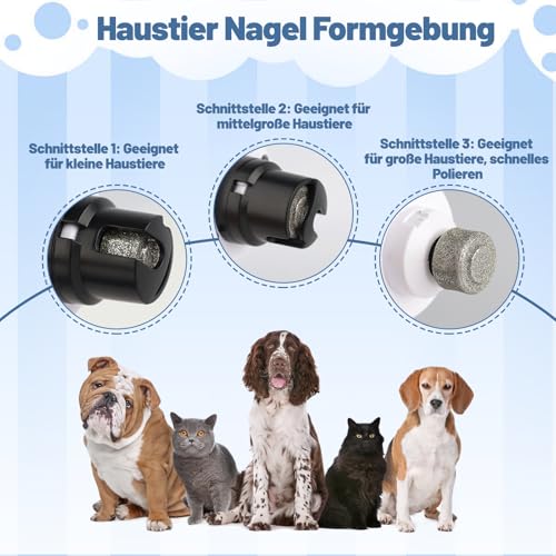 Pro Krallenschleifer für Hunde - Mit 2 Schleifköpfen, Pfotentrimmer mit Led Licht und 3 Geschwindigkeiten, Krallenschleifer Hund, Hunde Nagelfeile Elektrisch für Große, Mittelgroße und Kleine Hunde