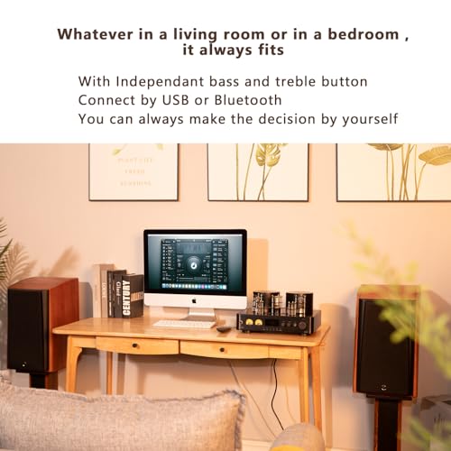 Image of Juson Audio JTA100 200W Vacuum Tube Amplifier Class AB HiFi Integrated Hybrid Home Audio Receiver with BT 5.0 Optical AUX RCA Phono Input and Headphone Output 2.1CH for Turntable (JTA100-2nd)