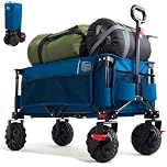 TIMBER RIDGE Festival Trolley on Wheels with Brakes, 200L Foldable Camping Trolley Cart with Adjustable Handle & Cover Bag, 100kg Heavy Duty Beach Cart Wagon for Shopping Outdoor Garden Picnic