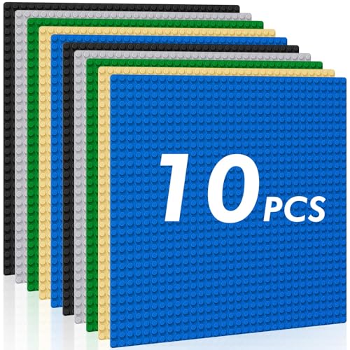 Mlikero 10 Pack Classic Baseplates Building Plates- Large 10' x 10'...