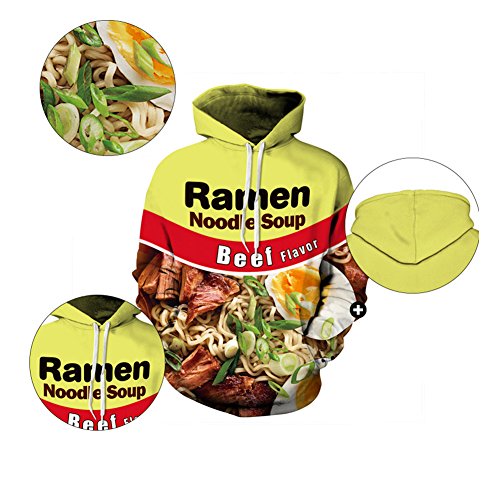 ZUEVI Men's Unisex Novelty 3D Printed Pullover Hoodies Sweatshirt with Pockets(BEEF-M)