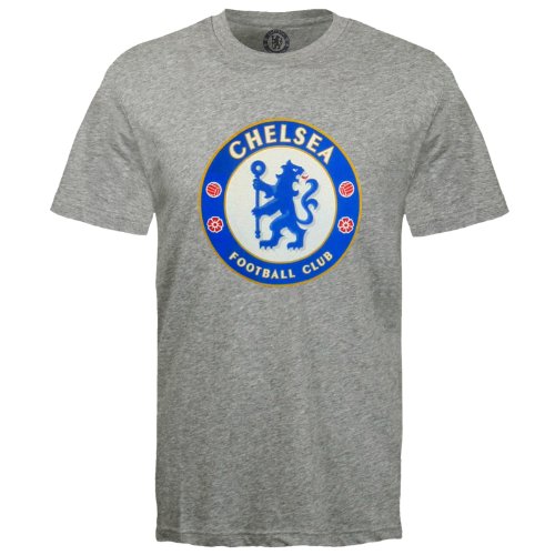 Chelsea Football Club Official Soccer Gift Mens Crest T-Shirt Grey Large
