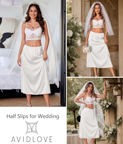 Avidlove Women's Satin Half Slip 36" Lace Long Underskirt S-XXL2