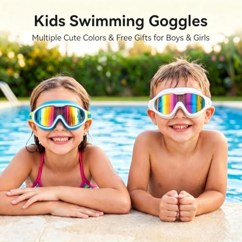 Image of Swim Goggles for Kids 6-12, Wide View Anti-Fog UV Protection No Leaking,Boys Girls Youth Swimming Goggles