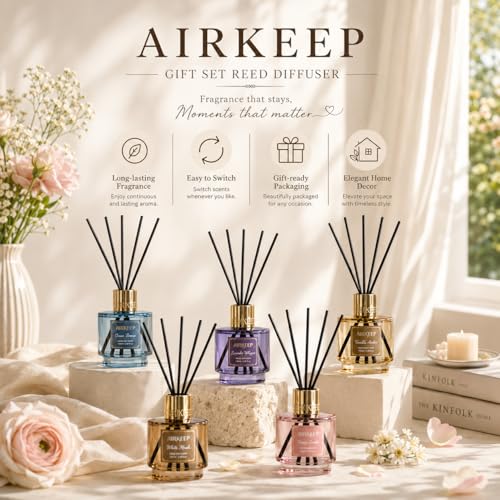 Set de Difusor de Varetas Airkeep con Recambio y 8 Varetas, 206 ml Aroma Vainilla miniatura 6