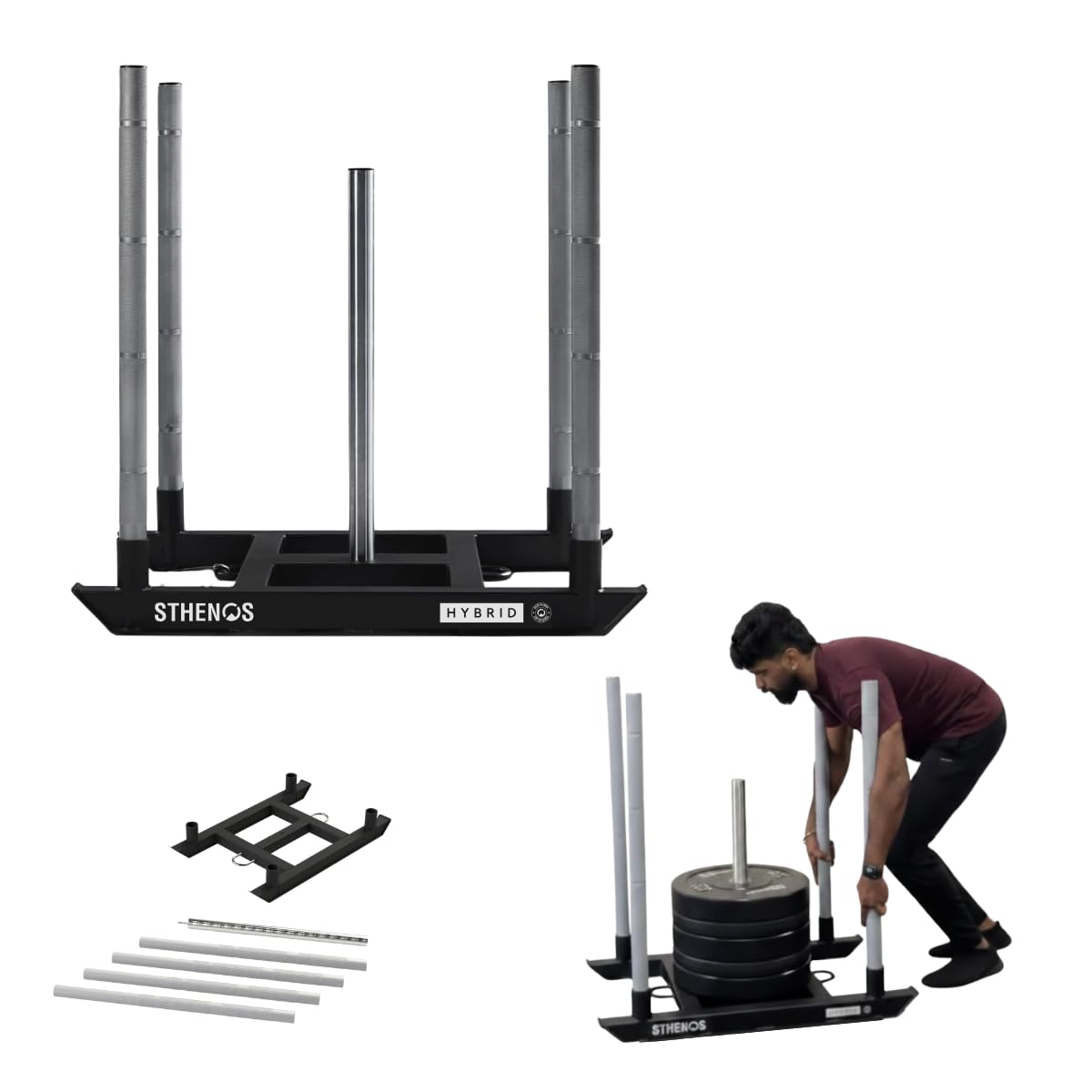 Hybrid Power Sled for Hyrox Strength & Conditioning Training | Push & Pull Weight Sled | Steel Construction | Home & Commercial Gym Use (Pack of 1, 50kg)-picture-20