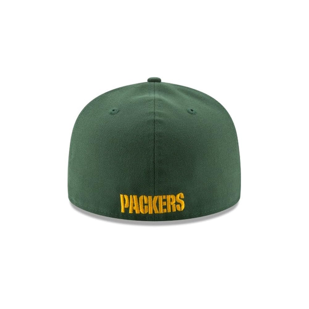 New Era NFL 59FIFTY Green Bay Packers Green Team Color Logo Authentic Collection Fitted On Field Football Cap Hat
