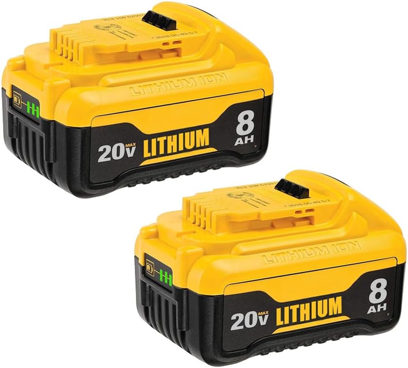 2-Pack Replace for DEWALT 20V MAX* XR Battery 8.0-Ah, Replace for dewalt 20v Batteries DCB205-2 DCB206 DCB204 DCB203 DCB208, Compatible with DeWalt 20V Cordless Power Tools (2-Pack)