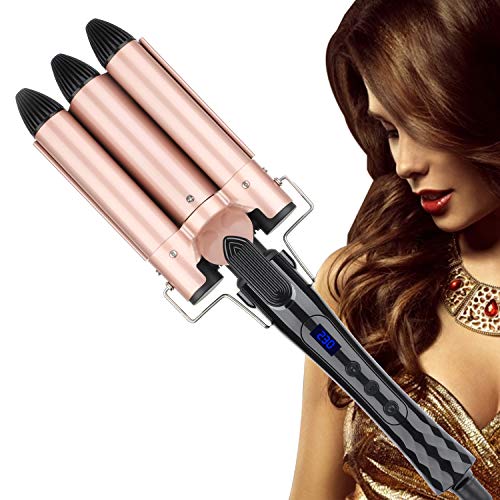 Lockenstab 3 Fässer, Culwad Welleneisen für Haare Schnell Erhitzt Temperatur(100-230 ?) Einstellbar, 25mm Lockenstab Große Locken für Lange/Mittleres Haare, mit Handschuh