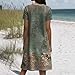 Womens Summer Dresses Floral Print Short Sleeve Beach Dress a Line Crew Neck Midi Dress Flowy Vacation Dresses