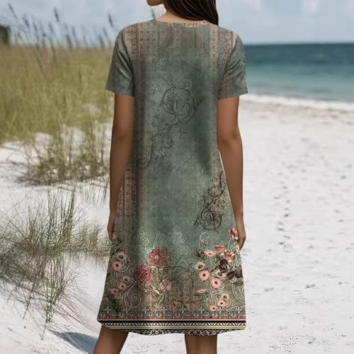 Summer Dresses for Women 2025 Trendy Casual Short Sleeve Flowy Boho Petite Tshirt Dress Beach Vacation Clothes4